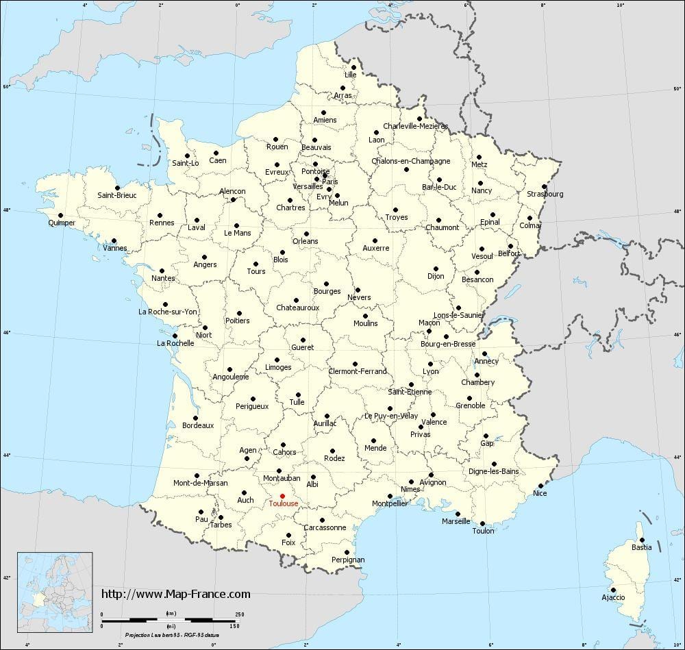 harta e francës treguar Toulouse