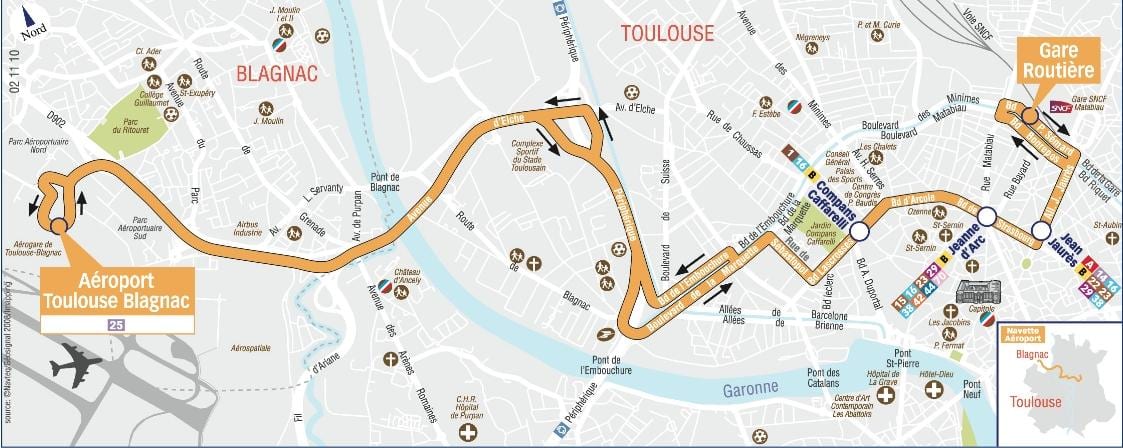 harta e Toulouse aeroporti i anijes rrugë 
