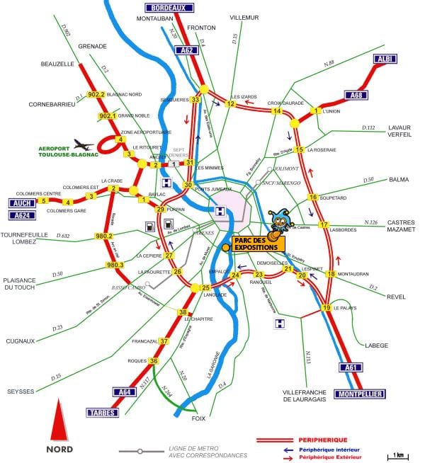 harta e Toulouse autostradës