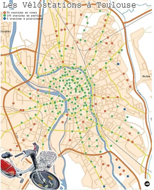 harta e Toulouse biçikletë