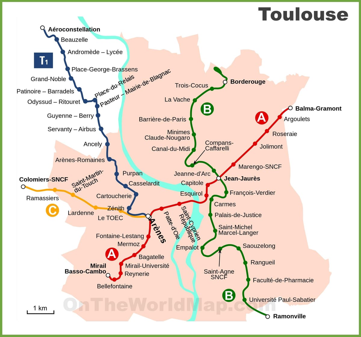 Toulouse nëntokësore hartë