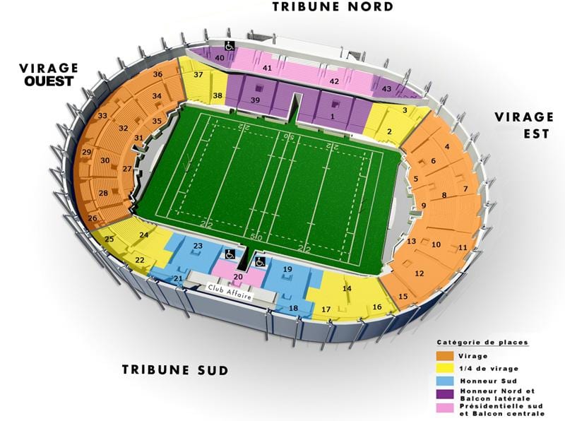 harta e Toulouse stadiumin